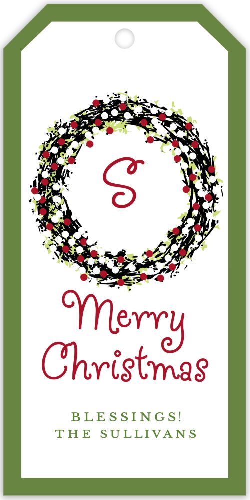 Solid Border Dark Green Hanging Gift Tag