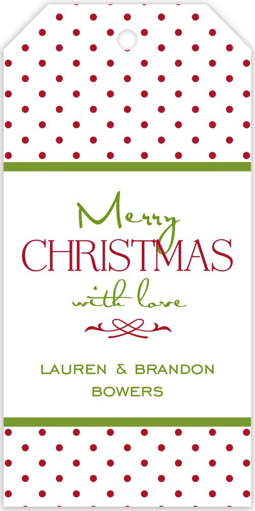 Tiny Dots Red And Green Hanging Gift Tag