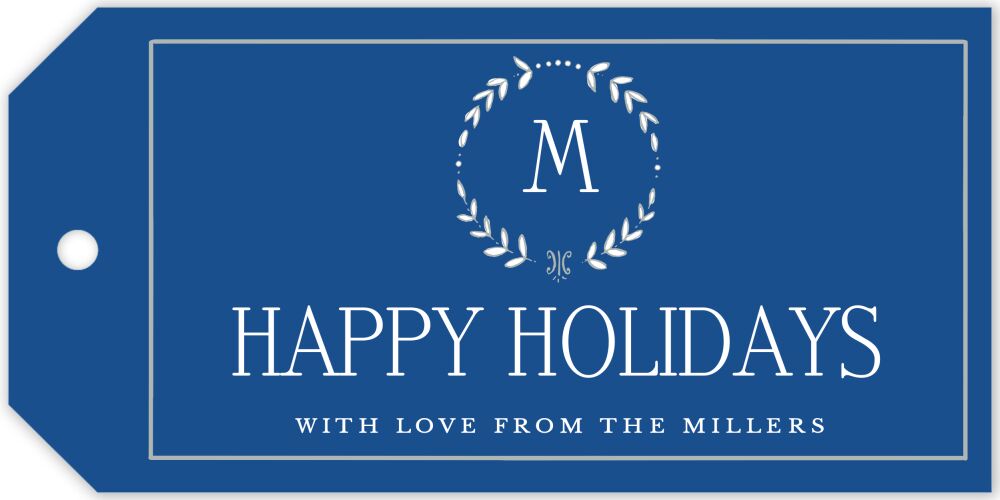 Wreath On Dark Blue Hanging Gift Tag