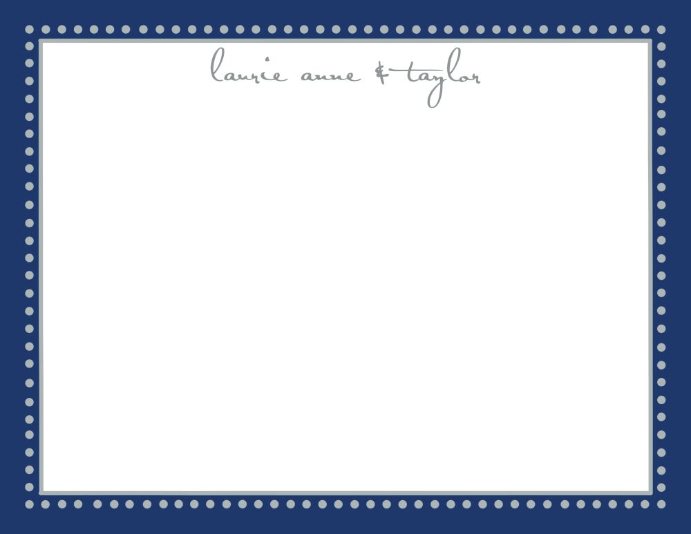 Antique Bead Border Silver & Navy Flat Note