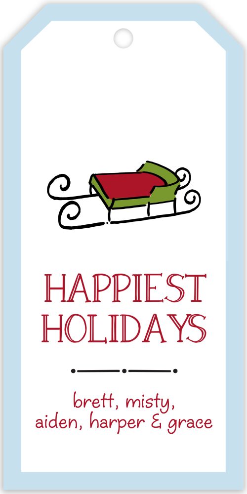 Solid Border Light Blue Hanging Gift Tag