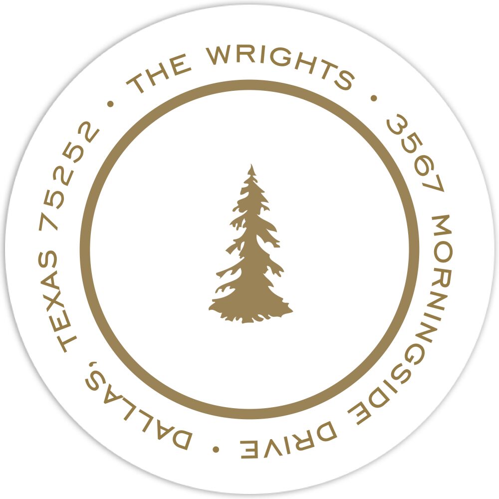 Simple White And Gold Round Return Address Label