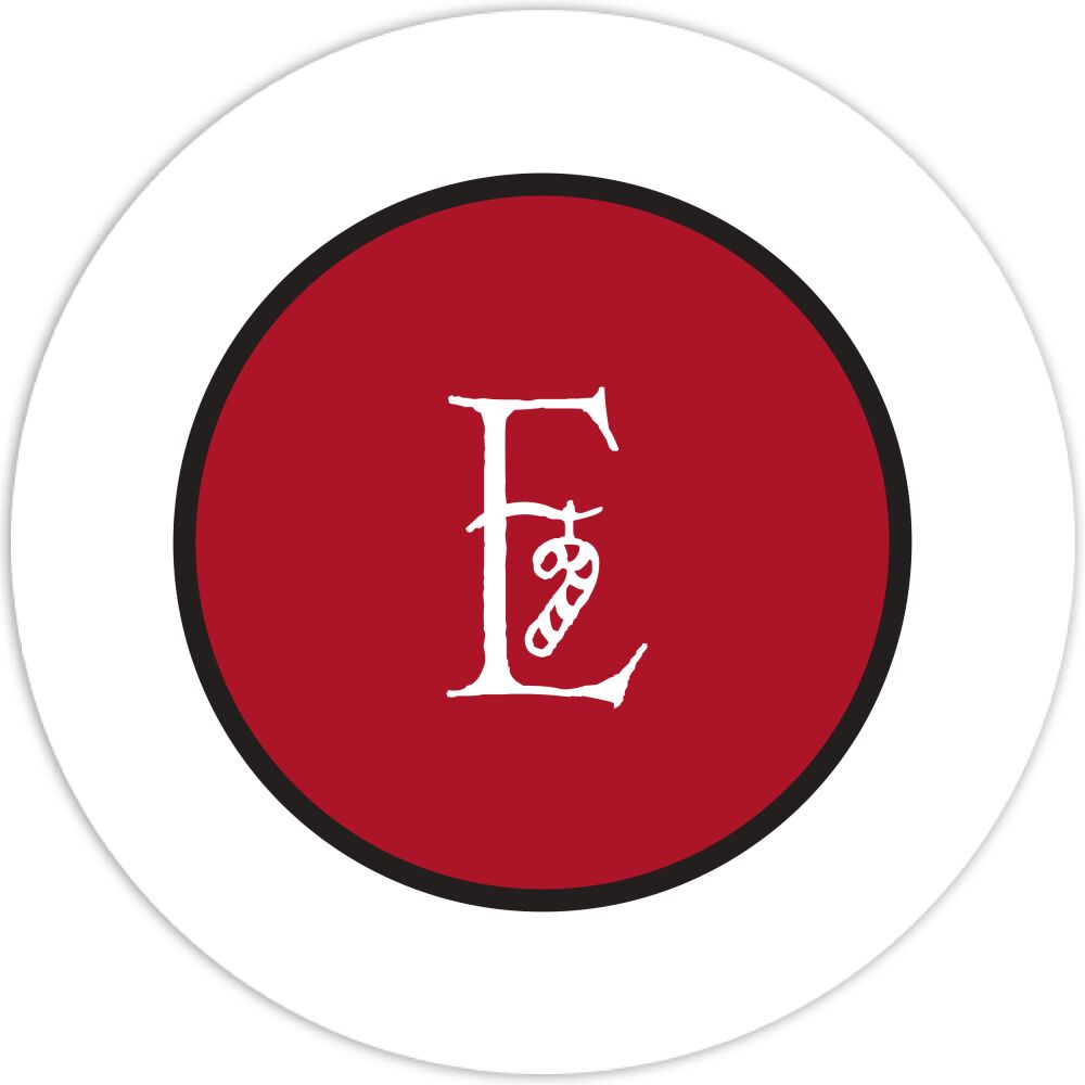 Simple Red & Black Round Address Sticker