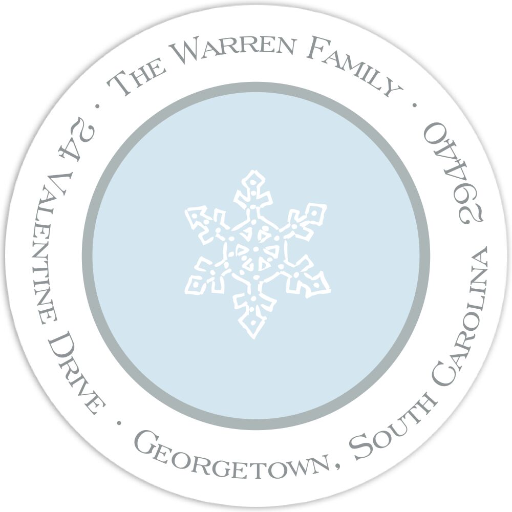 Simple Silver & Blue Round Address Sticker