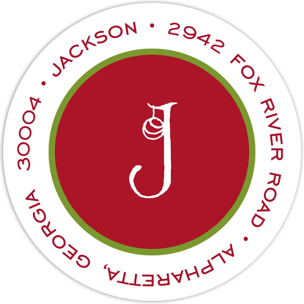 Simple Red & Green Round Return Address Label