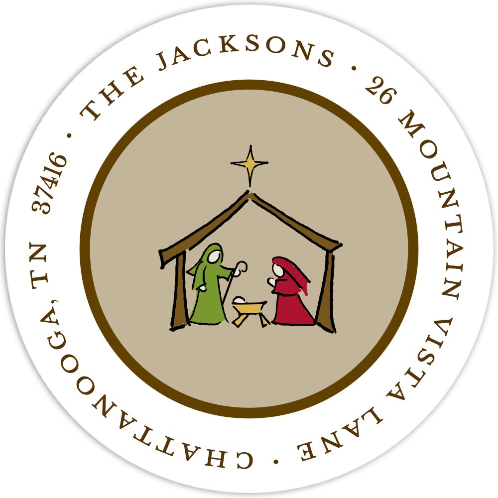 Simple Gold & Cocoa Round Return Address Label