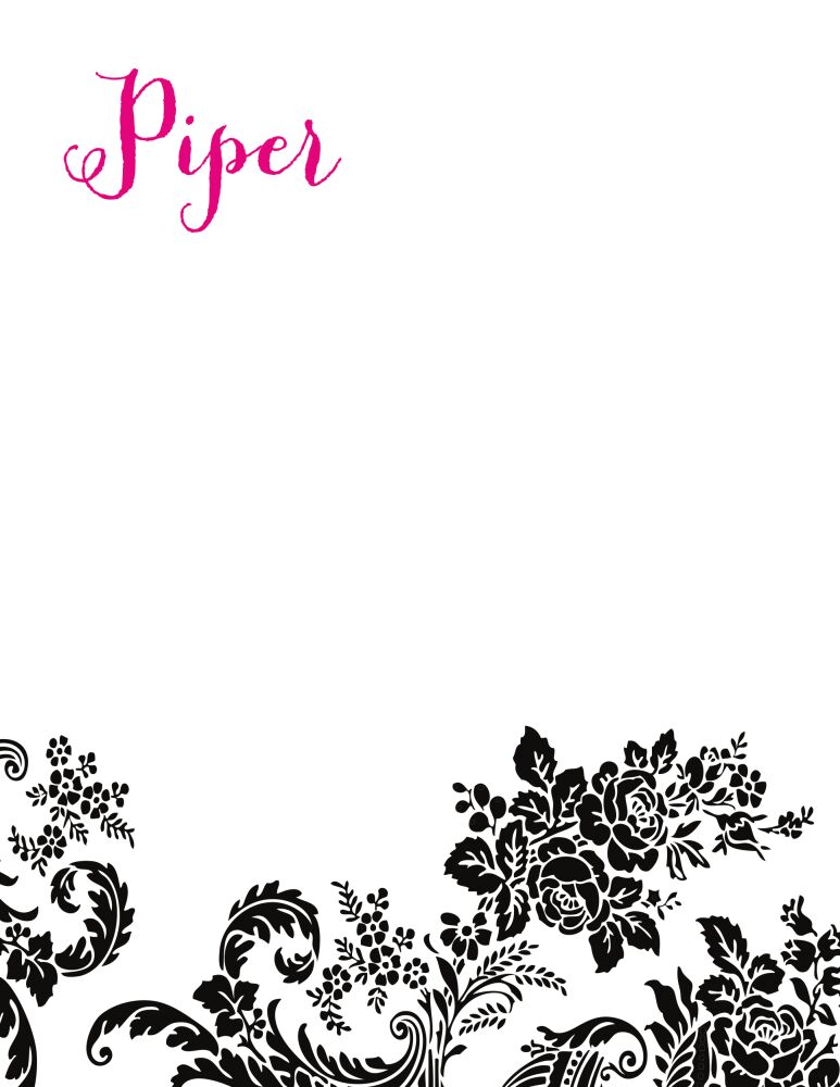 Black Flourish Posh with Pink Ink Flat Note