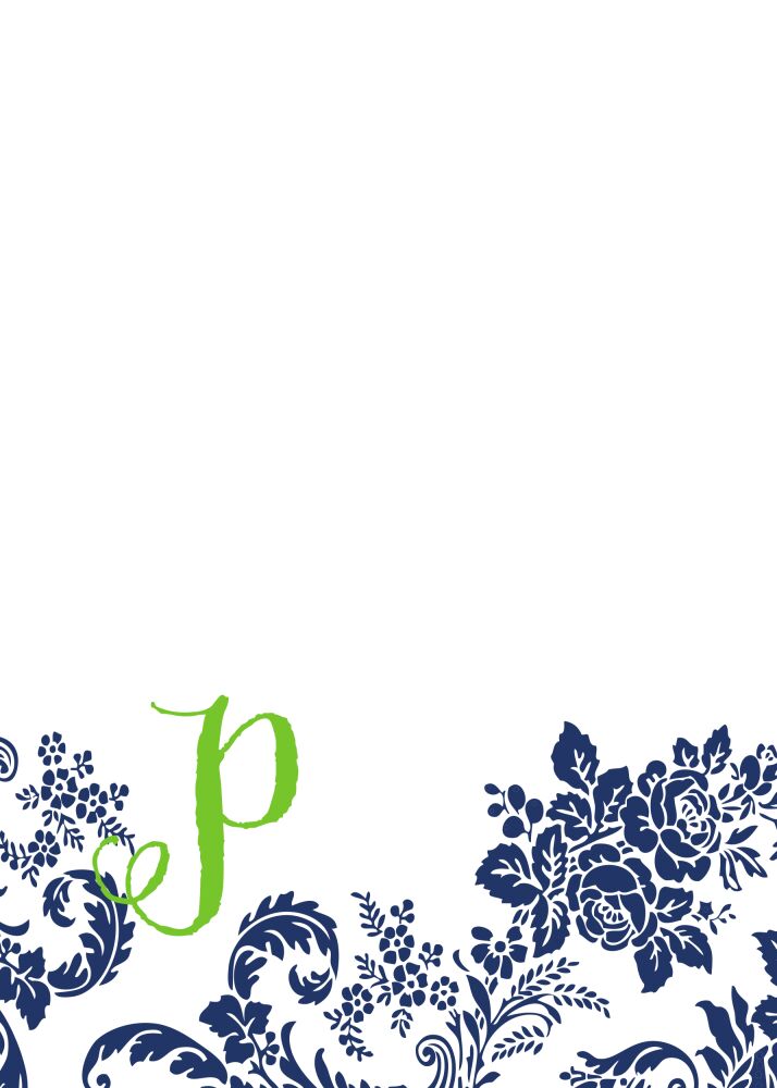 Navy Flourish Posh with Green Ink Invitation