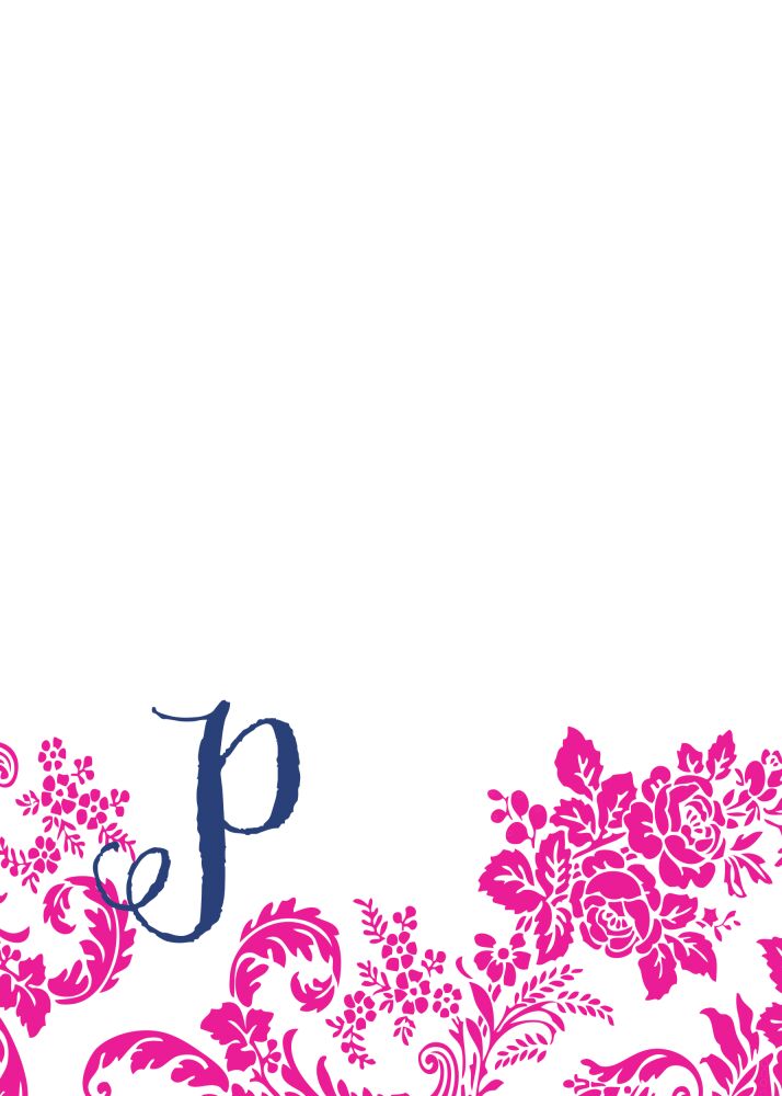 Pink Flourish Posh with Navy Ink Invitation