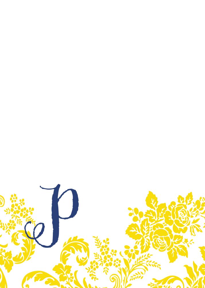 Yellow Flourish Posh with Navy Ink Invitation