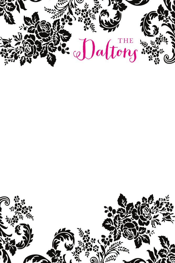 Black Flourish Posh with Pink Ink Notepad