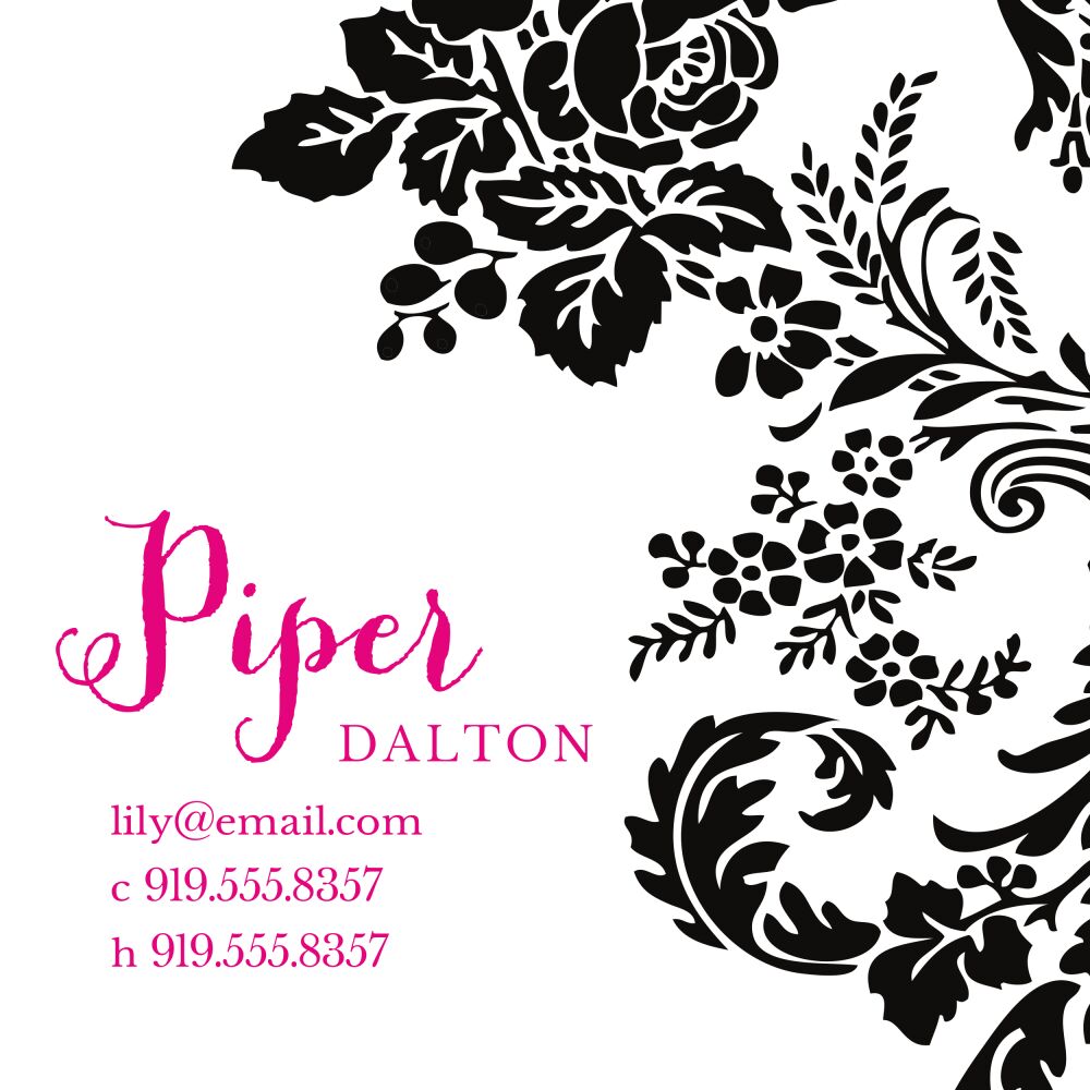 Black Flourish Posh with Pink Ink Enclosure Card