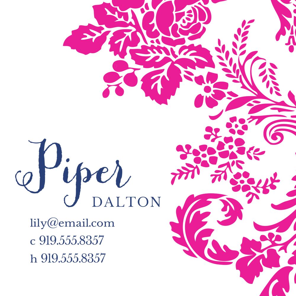 Pink Flourish Posh with Navy Ink Enclosure Card