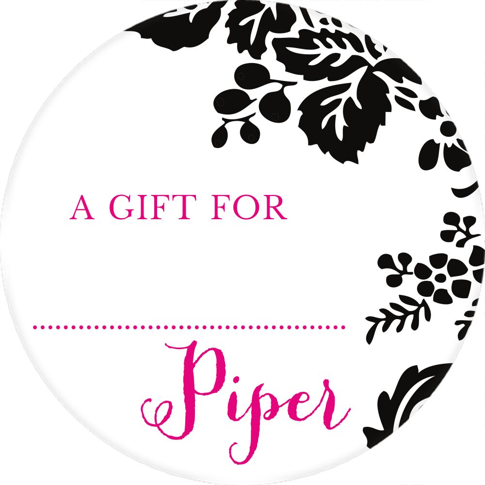 Black Flourish Posh with Pink Ink Round Gift Sticker