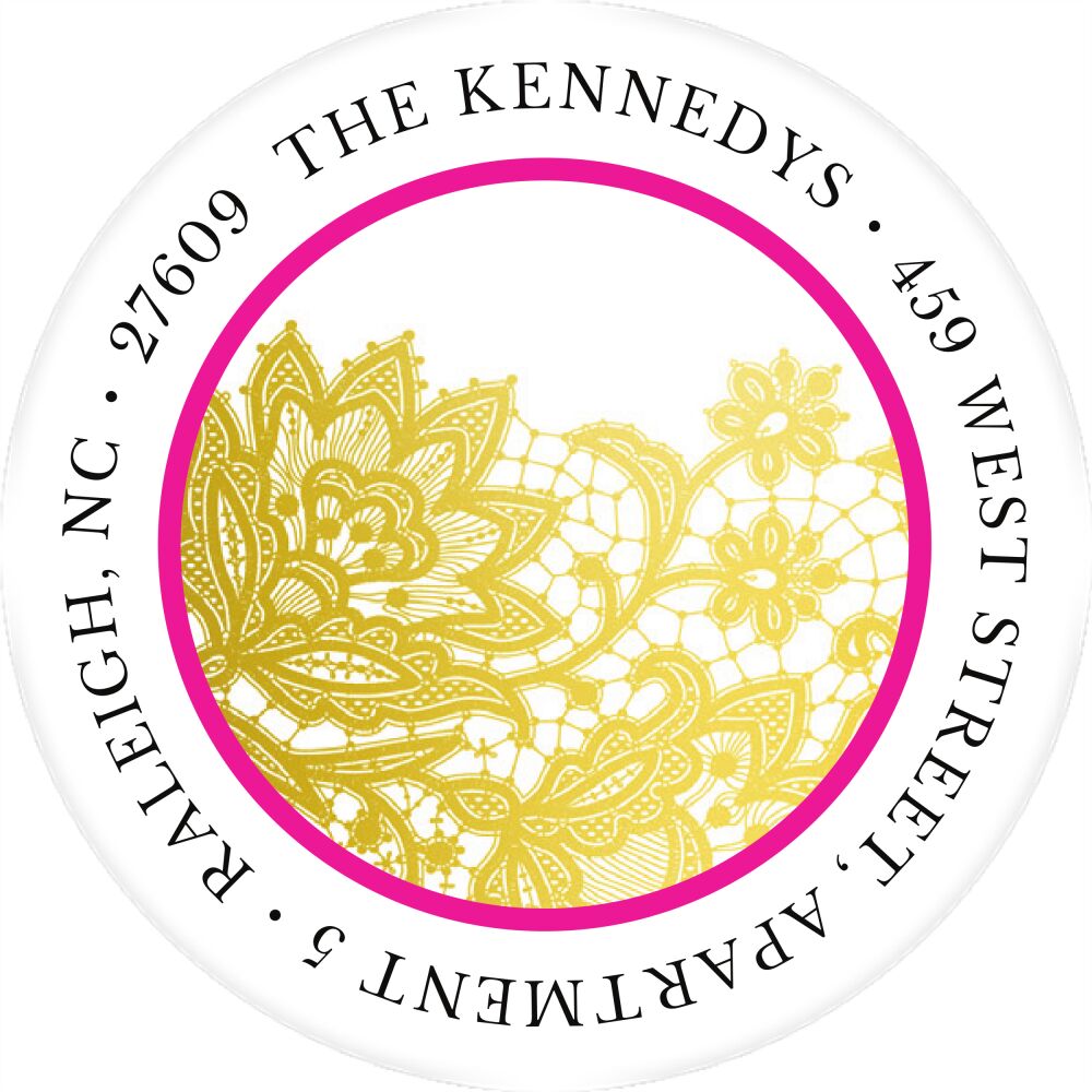Brilliant Posh Gold Round Address Label