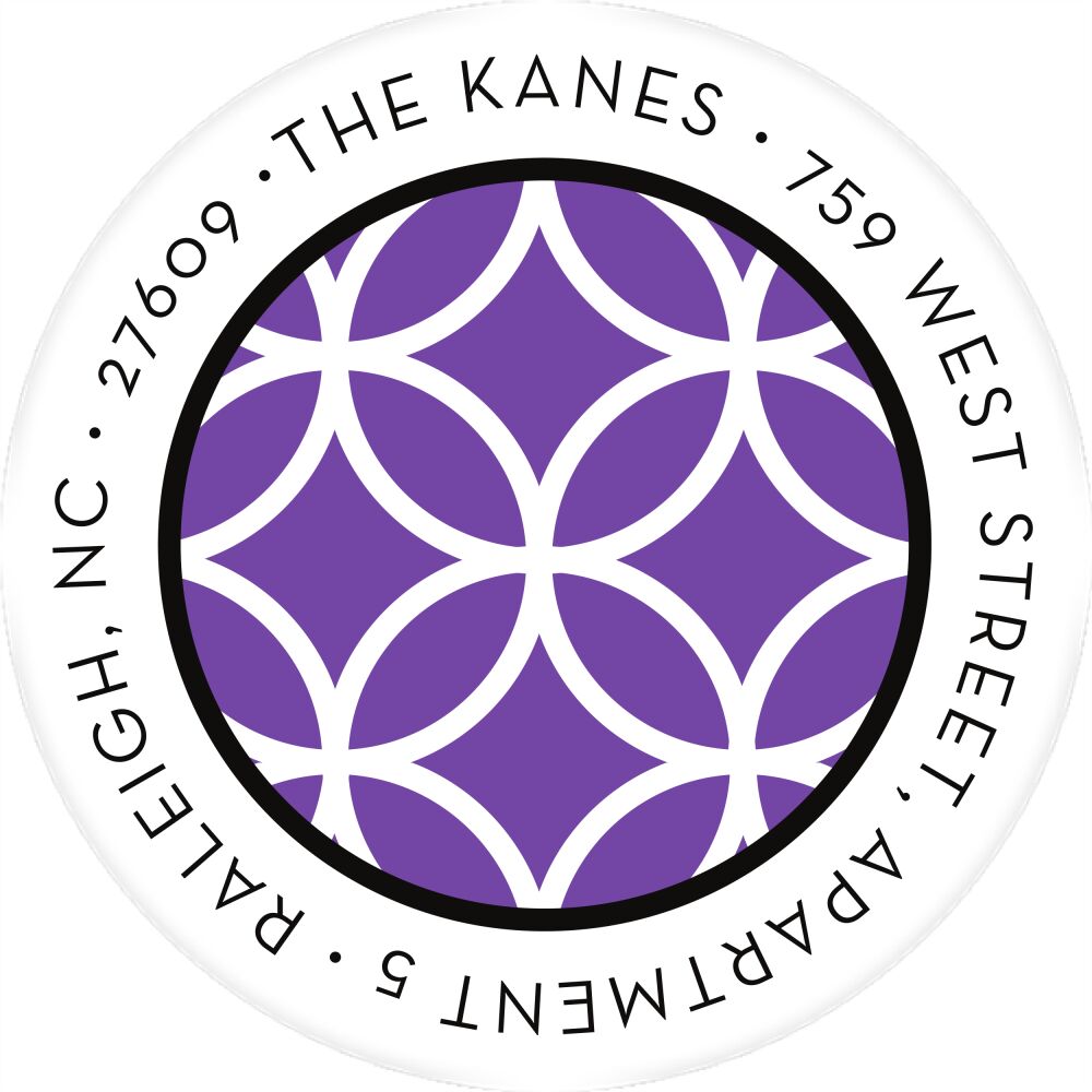Lattice Posh Lilac Round Address Label