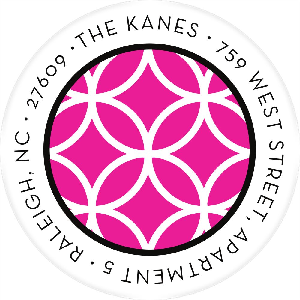 Lattice Posh Pink Round Address Label