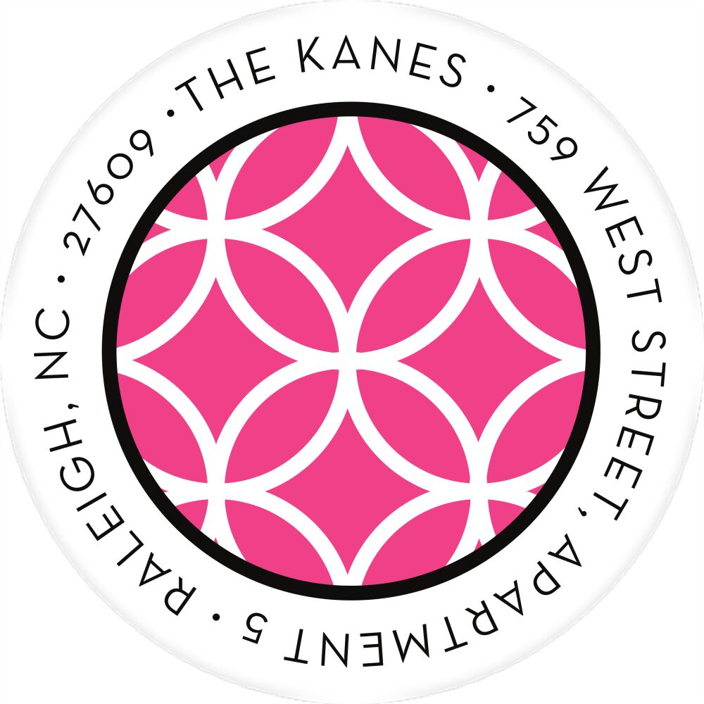 Lattice Posh Poppy Round Address Label
