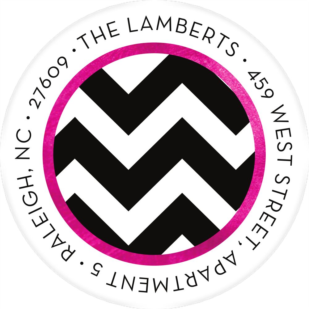 Pink Sophisticated Posh Round Address Label