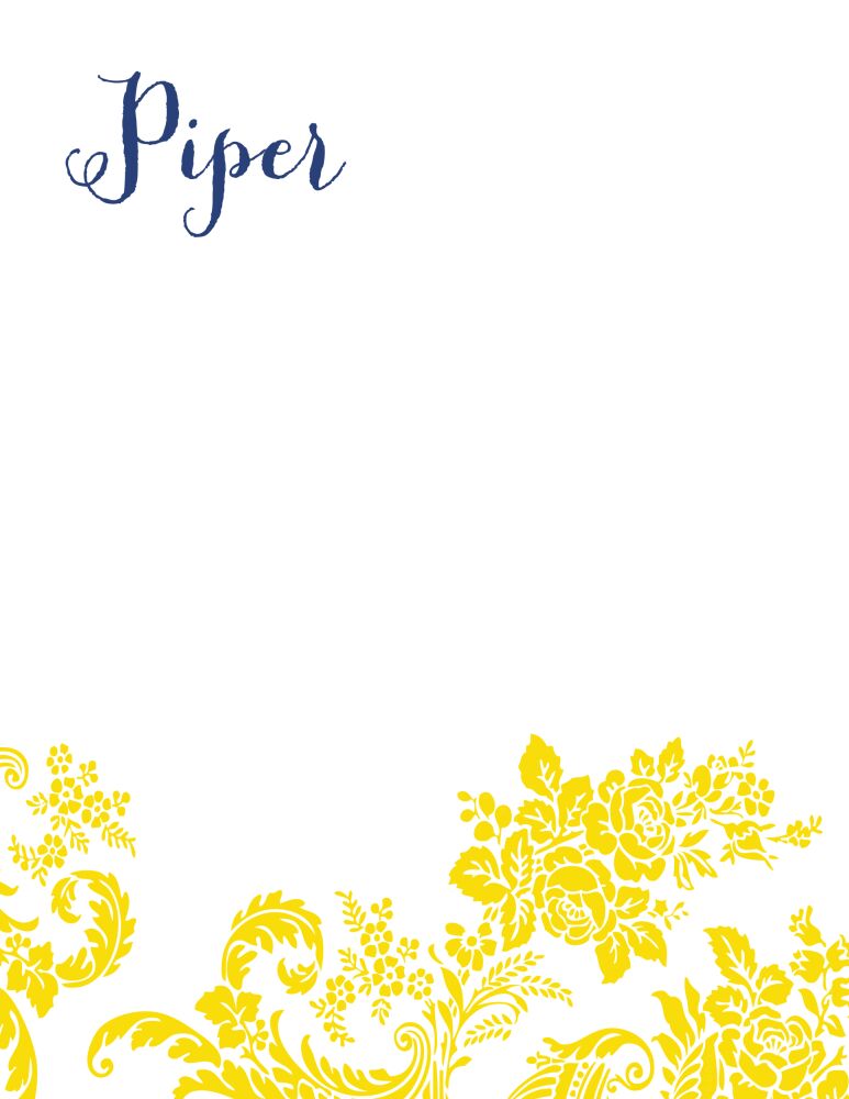 Yellow Flourish Posh with Navy Ink Flat Note