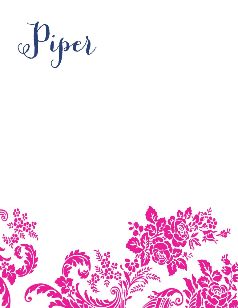 Pink Flourish Posh with Navy Ink Flat Note
