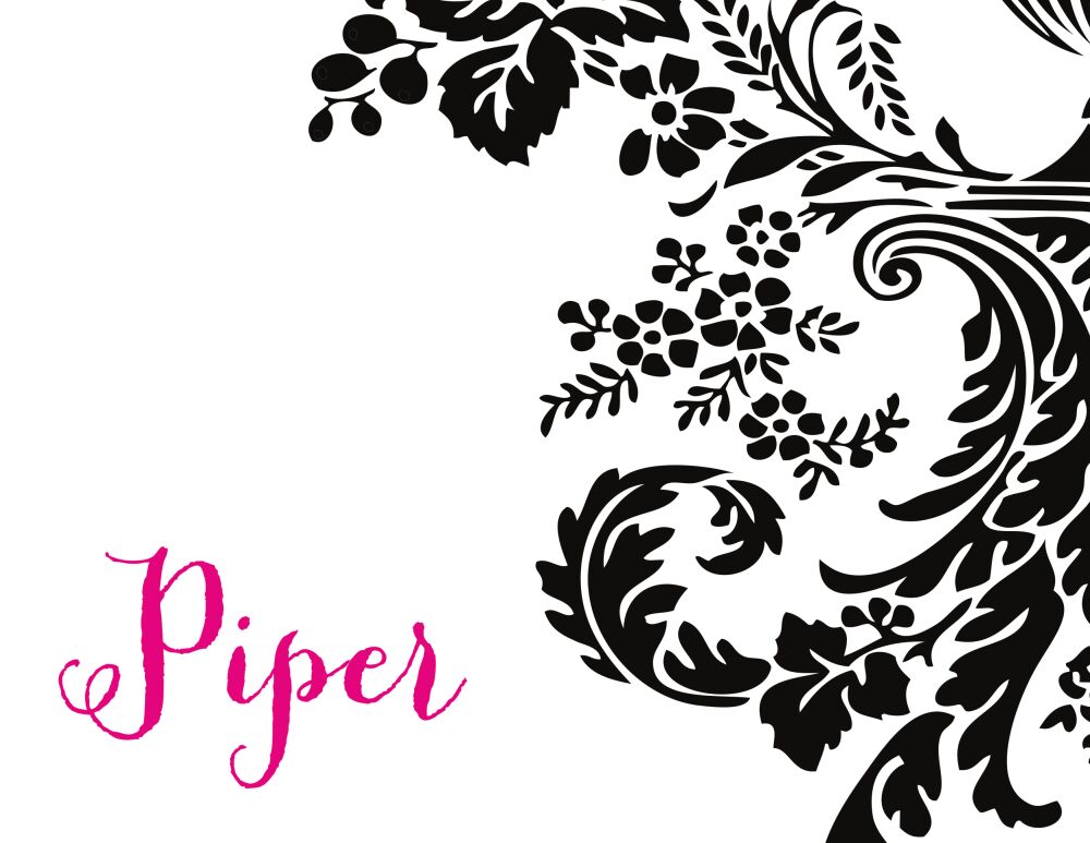 Black Flourish Posh with Pink Ink Folded Note