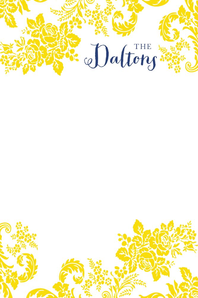 Yellow Flourish Posh with Navy Ink Notepad