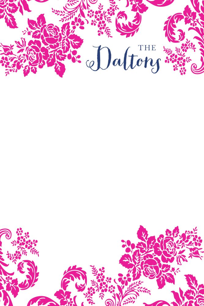 Pink Flourish Posh with Navy Ink Notepad