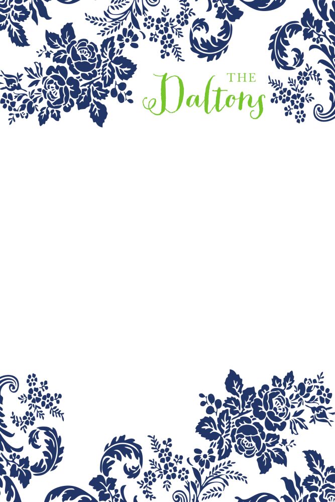 Navy Flourish Posh with Green Ink Notepad