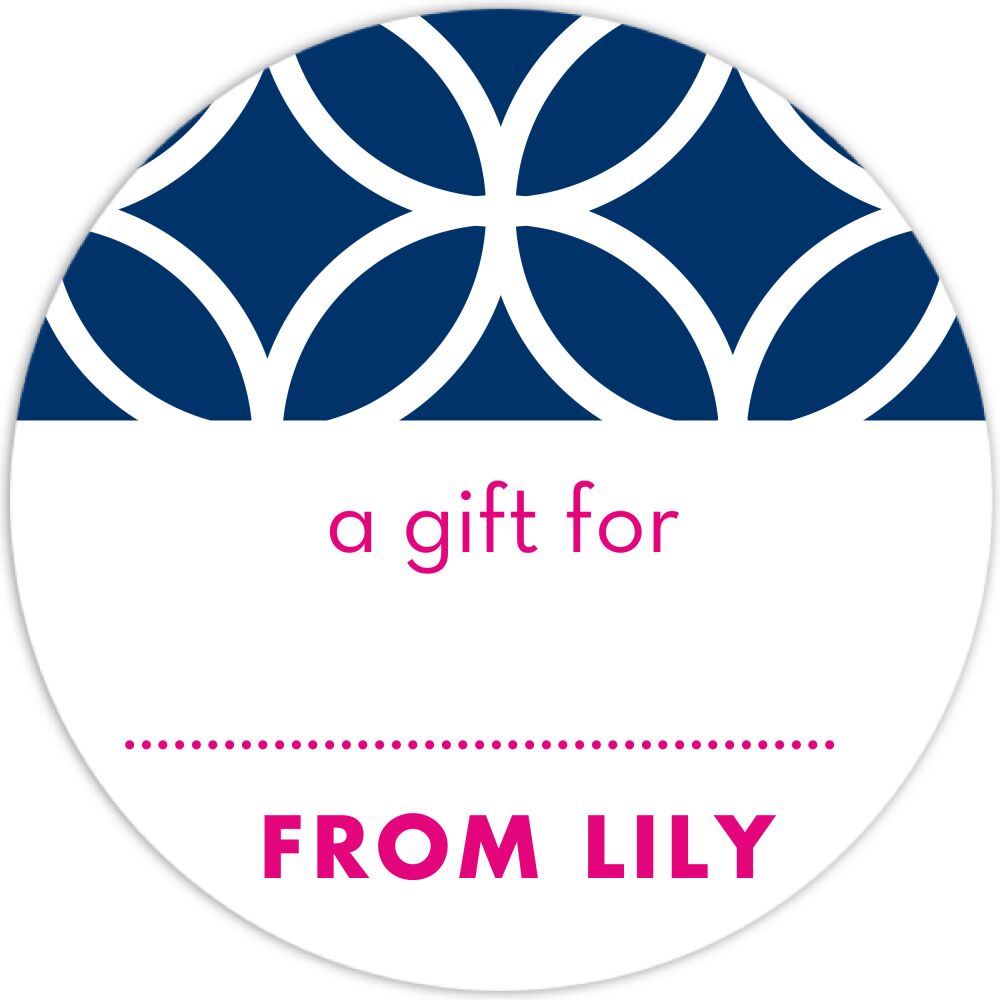 Lattice Posh Navy Round Gift Sticker