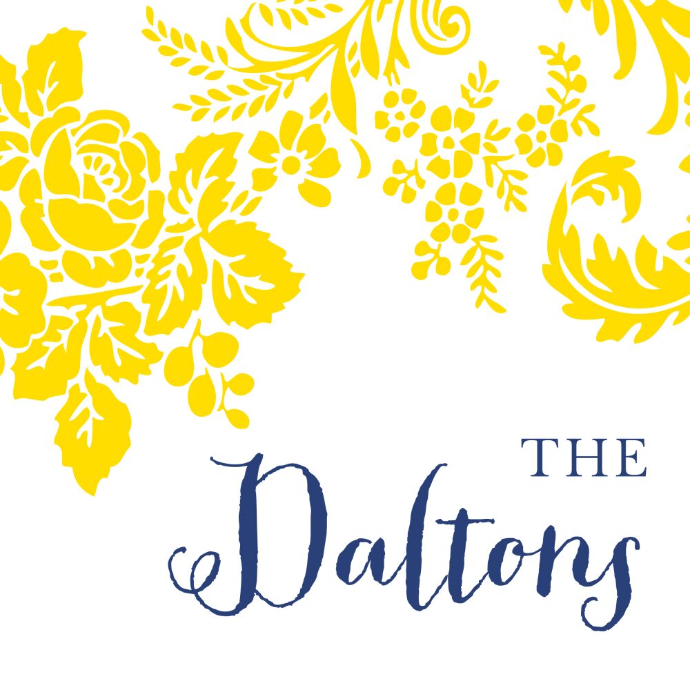 Yellow Flourish Posh with Navy Ink Enclosure Card