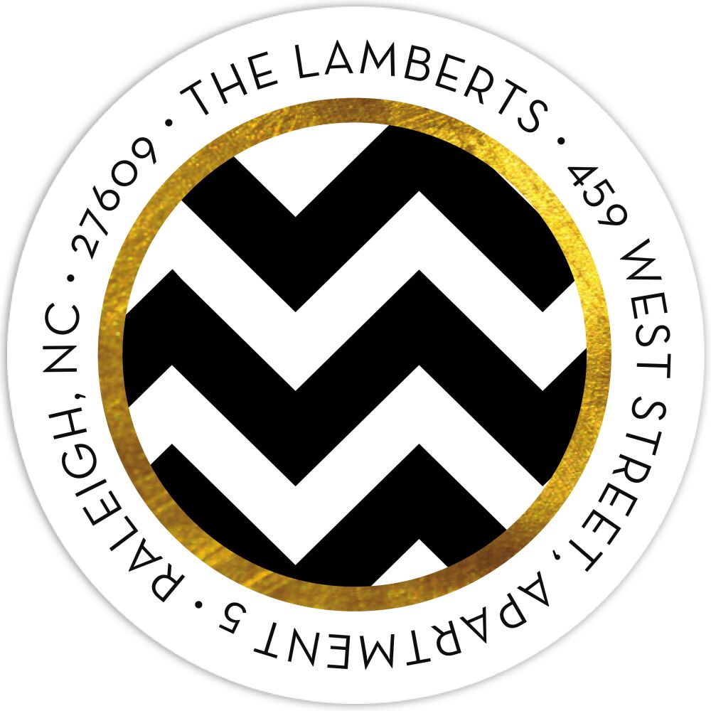Gold Sophisticated Posh Round Address Label