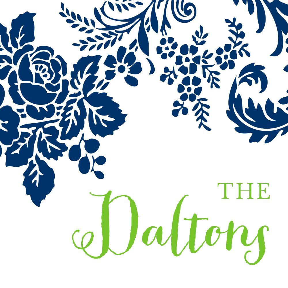 Navy Flourish Posh with Green Ink Enclosure Card