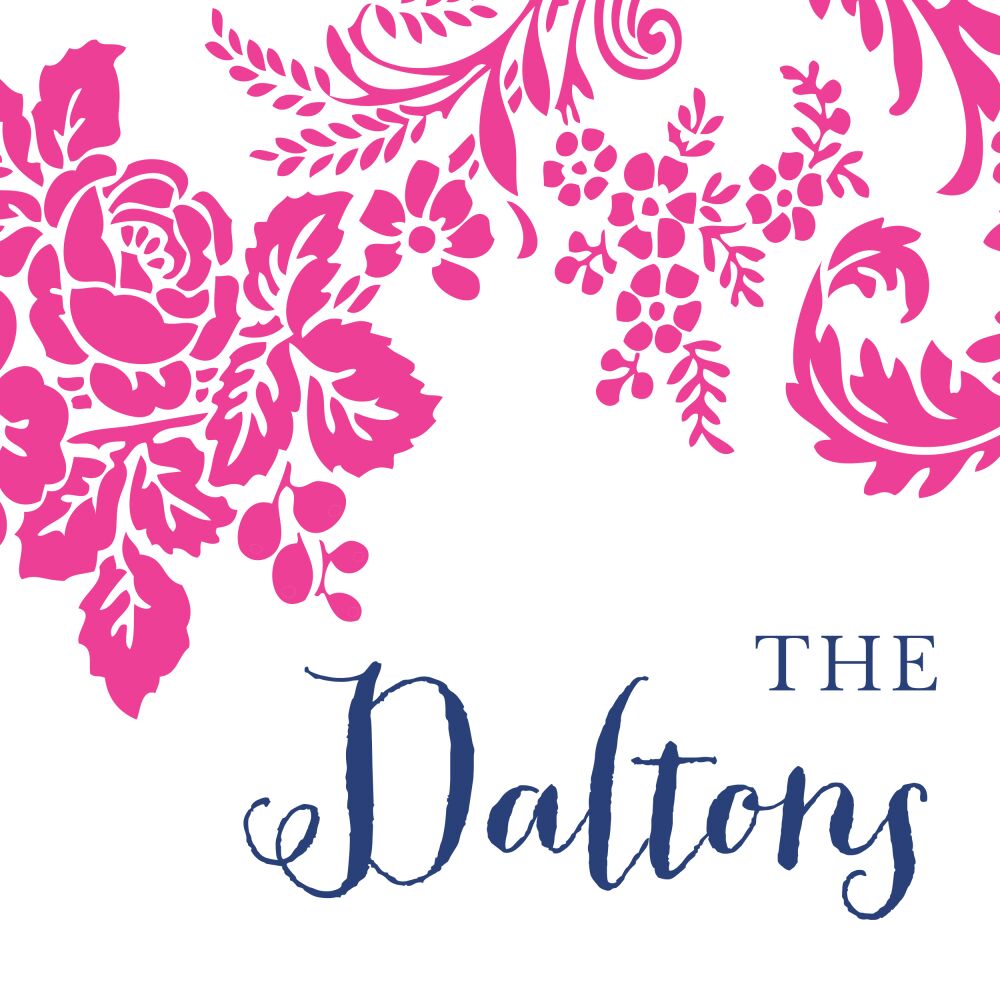 Pink Flourish Posh with Navy Ink Enclosure Card