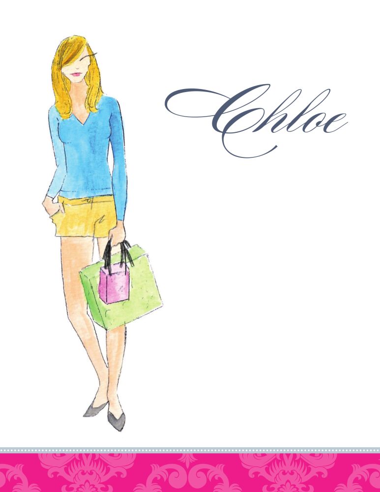 Blonde Shopping Diva Folded Note Card