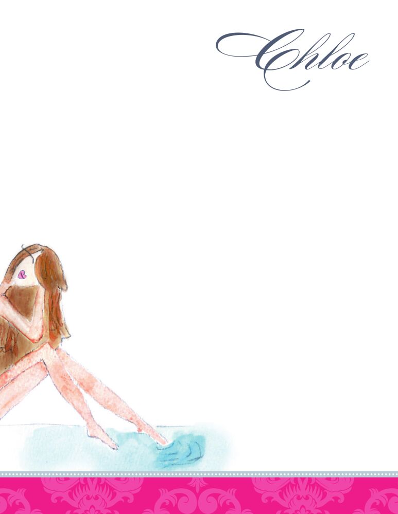 Brunette Beach Diva Flat Note Card