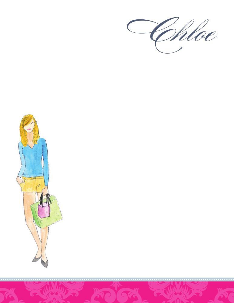 Blonde Shopping Diva Flat Note Card