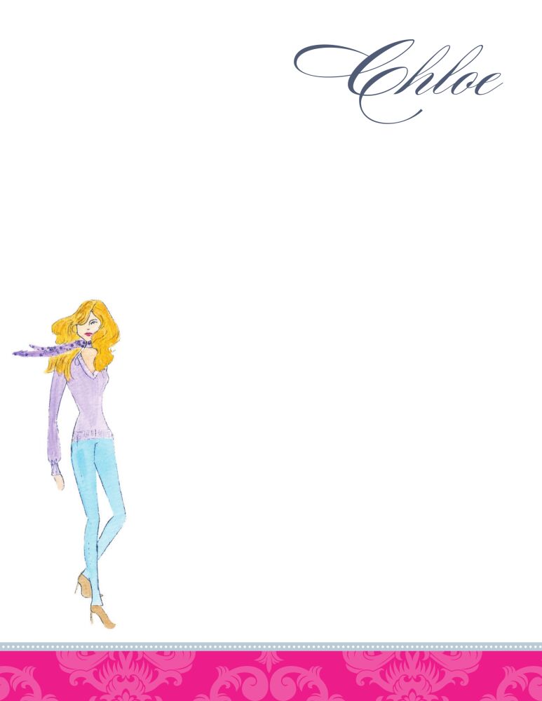 Blonde Fashion Diva Flat Note Card 