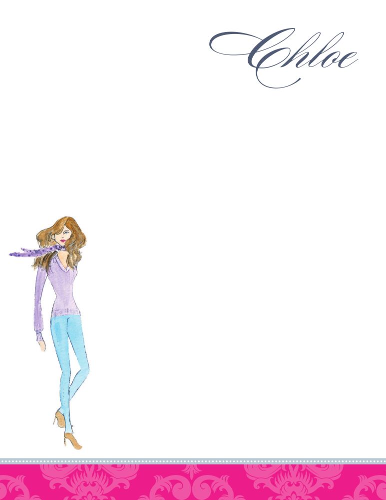 Brunette Fashion Diva Flat Note Card