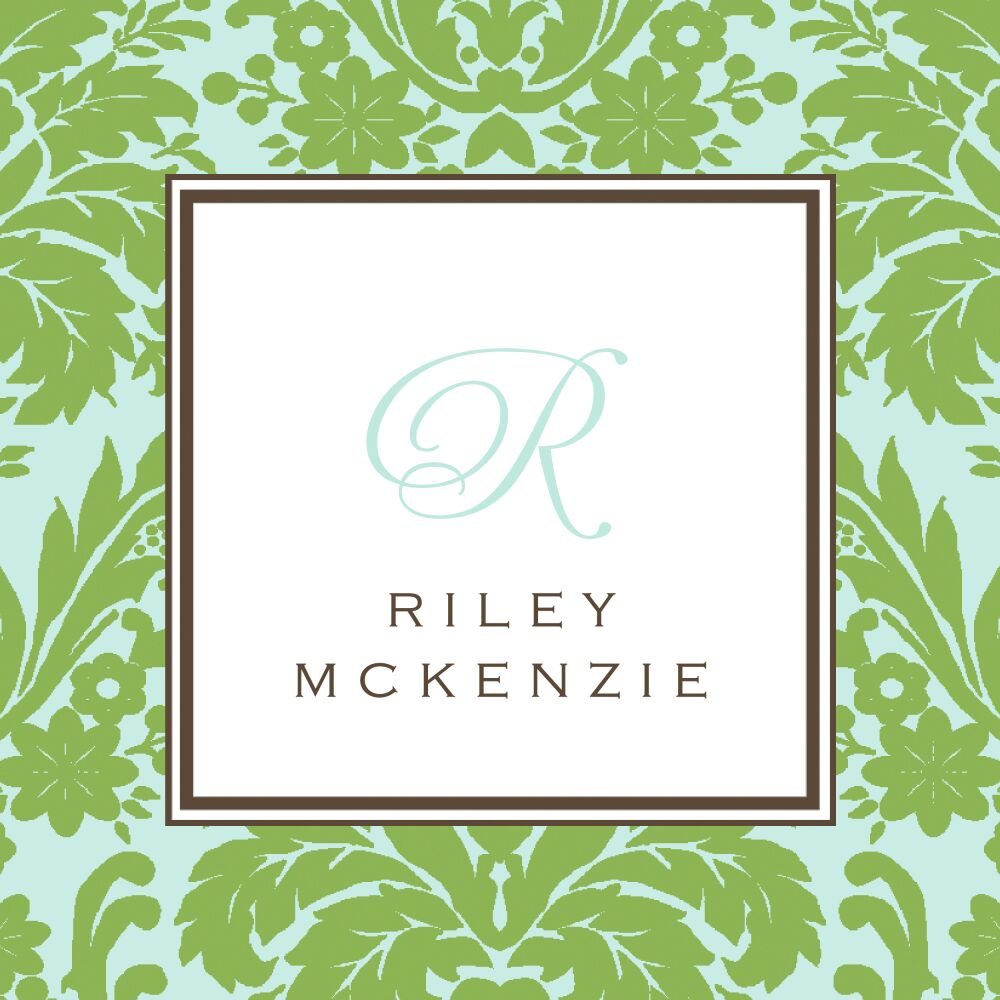 Damask Lime on Robin's Egg Sticker