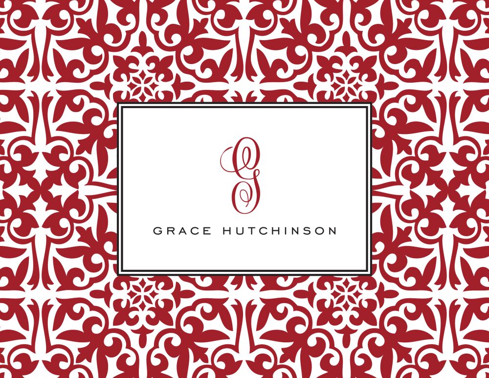 Pretty Pattern Crimson Folded Note