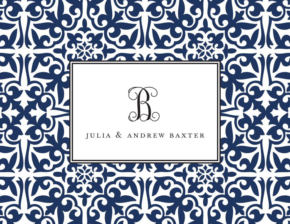 Pretty Pattern Navy Folded Note