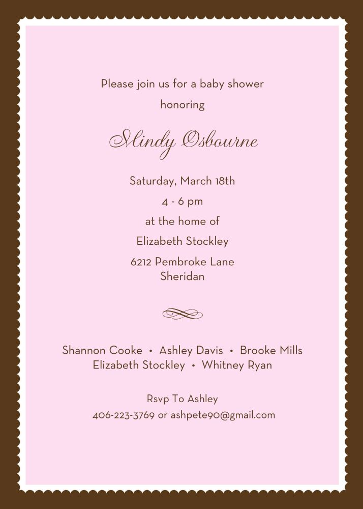 Scallop Border Pink Invitation