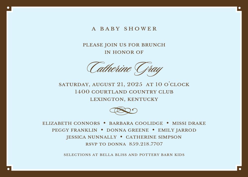 Simple Frame Wide Baby Blue Invitation