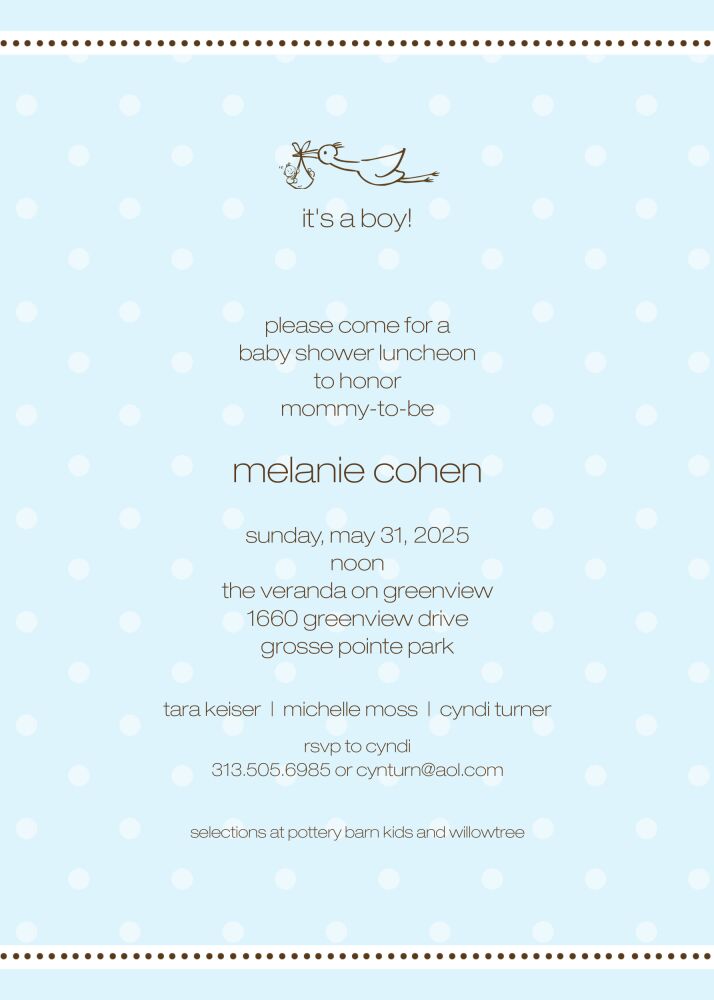 A Kiss Goodnight Baby Blue Invitation
