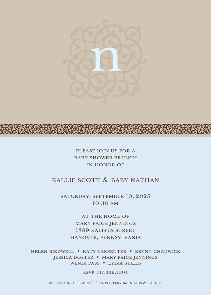 Ivy League Baby Blue Invitation