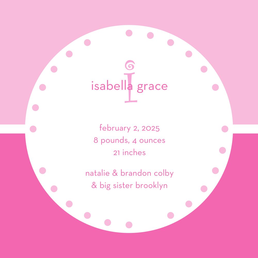 Just Like Ice Cream Pink Square Girl Birth Announcement