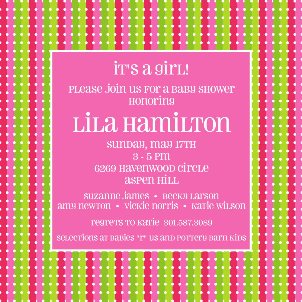Twinkle Baby Bubblegum Square Invitation
