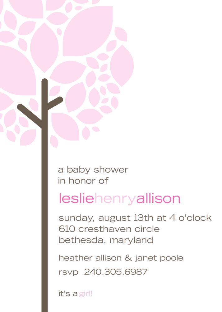 Growing Tree Pink Invitation