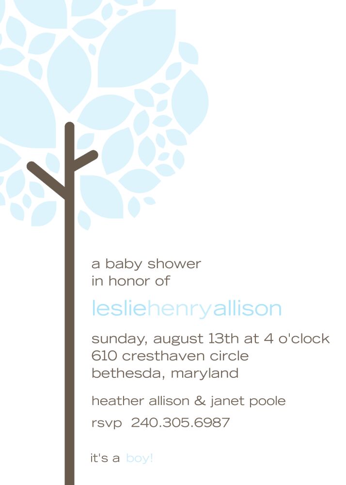 Growing Tree Baby Blue Invitation